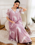 Ramadan Eid Feather Kaftan Imitation Linen Jalabiya Women Arabian Evening Party Gown